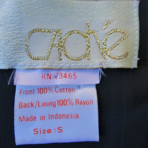 Vintage Cache Heavy Beaded Snap Front Vest Black Satin Back Tie Cincher S - Picture 7 of 7